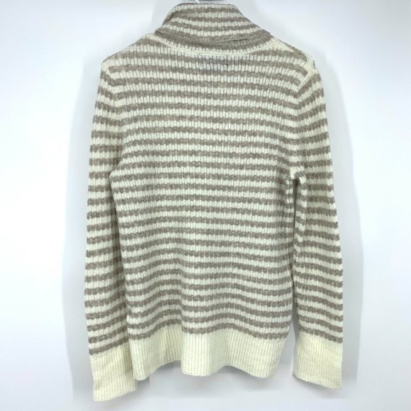 Striped Cream and White Turtleneck Sweater - Picture 8 of 11
